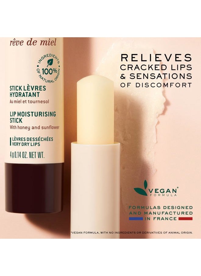 NUXE Rêve de Miel Lip Stick - 100% Natural Organic Moisturizer for Cracked & Dry Lips With Shea Butter & Vitamin E, 0.14 Oz