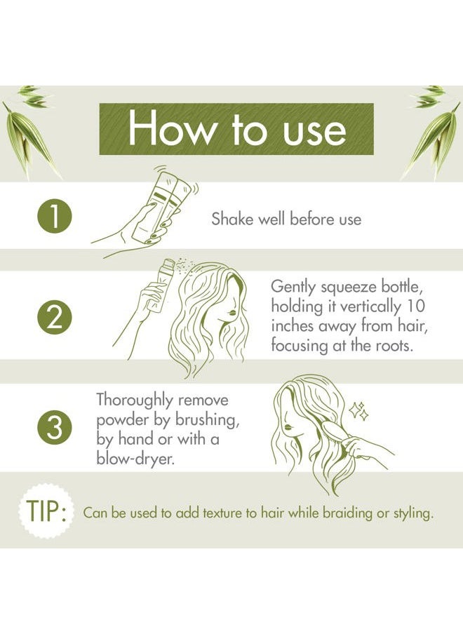 Dry Shampoo Powder With Oat Milk - Eco Friendly Non-Aerosol Formula - Gentle Formula Instantly Revives Hair - Paraben & Sulfate-Free - 1.7 Oz