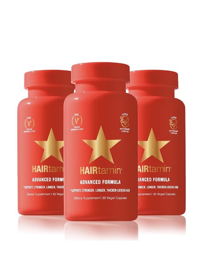 HAIRtamin Advanced Formula Hair Vitamins for Women & Men | Clean, Vegan 5000 Mcg Biotin Capsules Vitamin Supplement | Hair Skin and Nail Capsule Supplement to Promote Growth & Thickness | 90 Count
