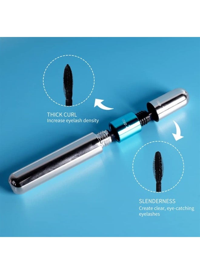 2 in 1 Mascara 5x Longer Waterproof Lash Cosmetics Natural Lengthening and Thickening Effect No Clumping Superstrong Magic 4d Silk Fiber