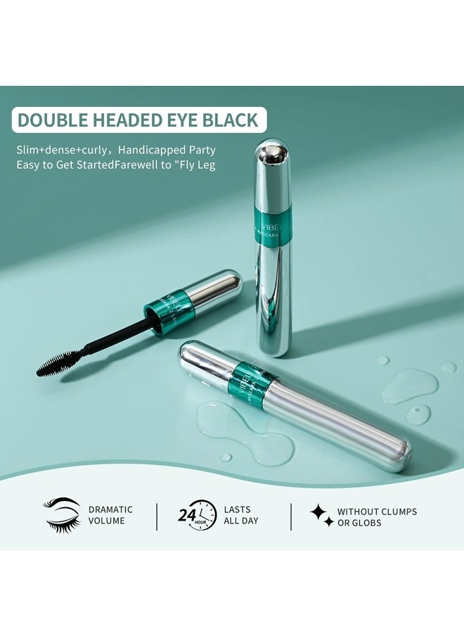 2 in 1 Mascara 5x Longer Waterproof Lash Cosmetics Natural Lengthening and Thickening Effect No Clumping Superstrong Magic 4d Silk Fiber