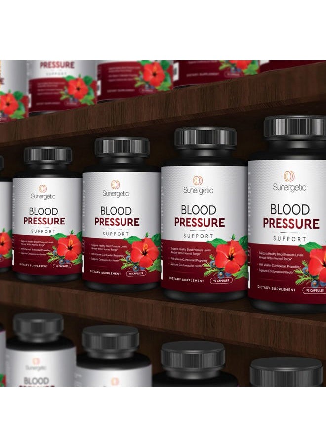 Premium Blood Pressure Support Supplement for Cardiovascular & Heart Health with Garlic, Hawthorn & Hibiscus (90 Capsules)