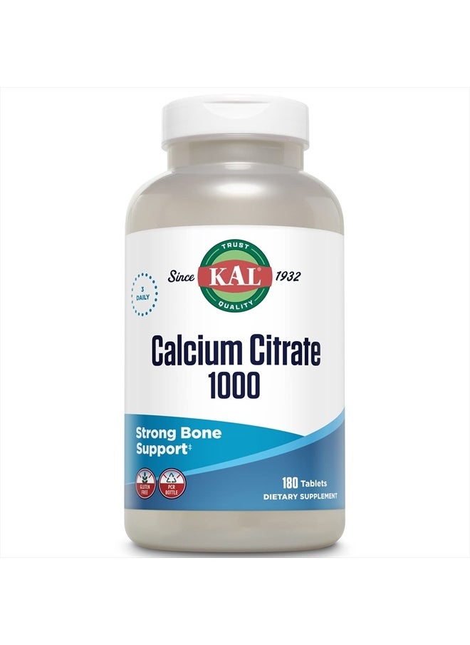 Calcium Citrate 1000mg, Calcium Supplements for Women and Men, Bone Health, Teeth, Nervous, Muscular & Cardiovascular System Support, Gluten Free and Lab Verified, 60 Servings, 180 Tablets