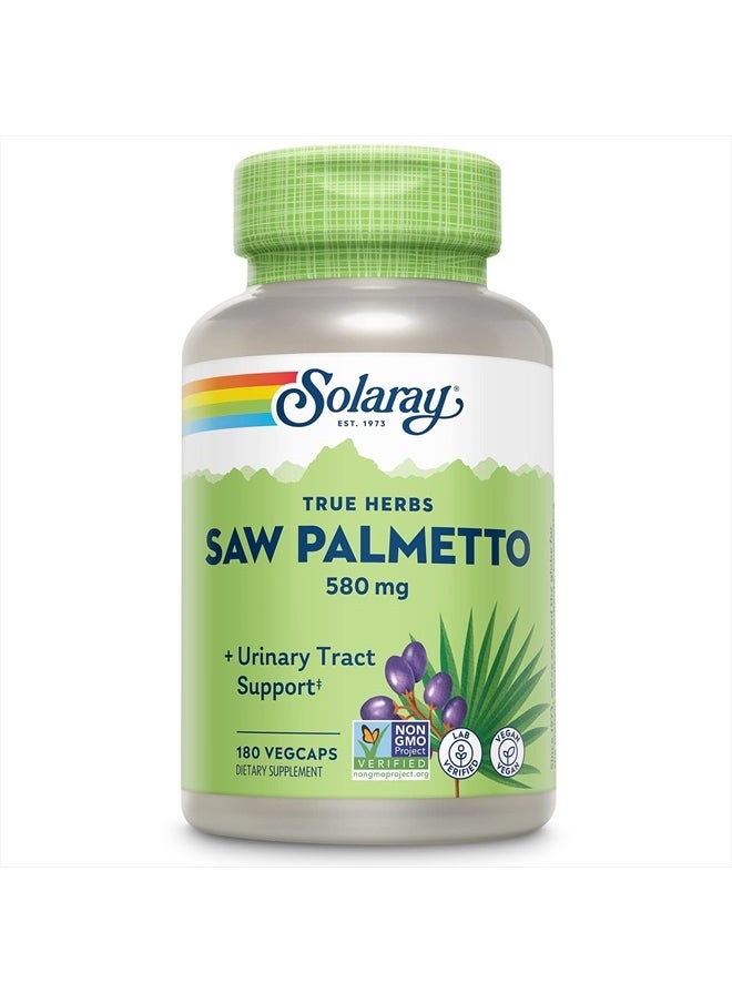 Solaray Saw Palmetto Berry 580 mg, Healthy Prostate and Urinary Tract Support from Fatty Acids & Plant Sterols for Men and Women, Non-GMO, Vegan & Lab Verified, 180 VegCaps, 180 Servings