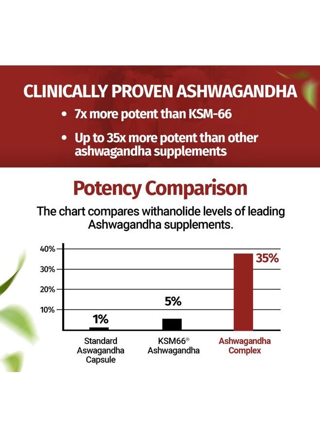 Ashwagandha Complex with Shoden® – Clinically Supported Stress Relief, Sleep, and Energy Support – Vegan, Non-GMO Supplements – 60 Capsules