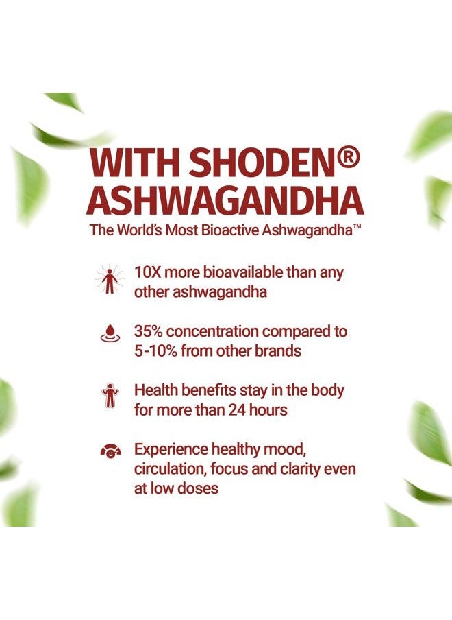 Ashwagandha Complex with Shoden® – Clinically Supported Stress Relief, Sleep, and Energy Support – Vegan, Non-GMO Supplements – 60 Capsules