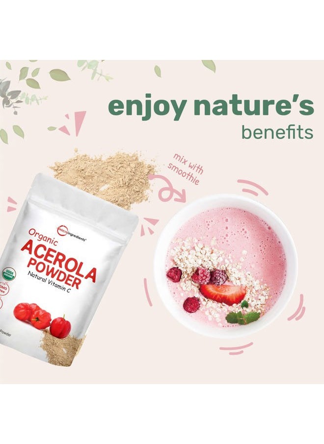 2 Pack of Pure USDA Organic Acerola Cherry Powder, Natural and Organic Vitamin C for Immune System, 8 Ounce, No GMO, No Gluten, Brazil Origin