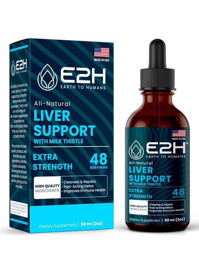 Milk Thistle Extract for Liver Cleanse Detox & Repair - Herbal Liver Support Supplement with Artichoke Extract, Dandelion Root, Chanca Piedra, and More - 2 Fl Oz by E2H