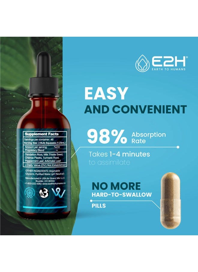 Milk Thistle Extract for Liver Cleanse Detox & Repair - Herbal Liver Support Supplement with Artichoke Extract, Dandelion Root, Chanca Piedra, and More - 2 Fl Oz by E2H
