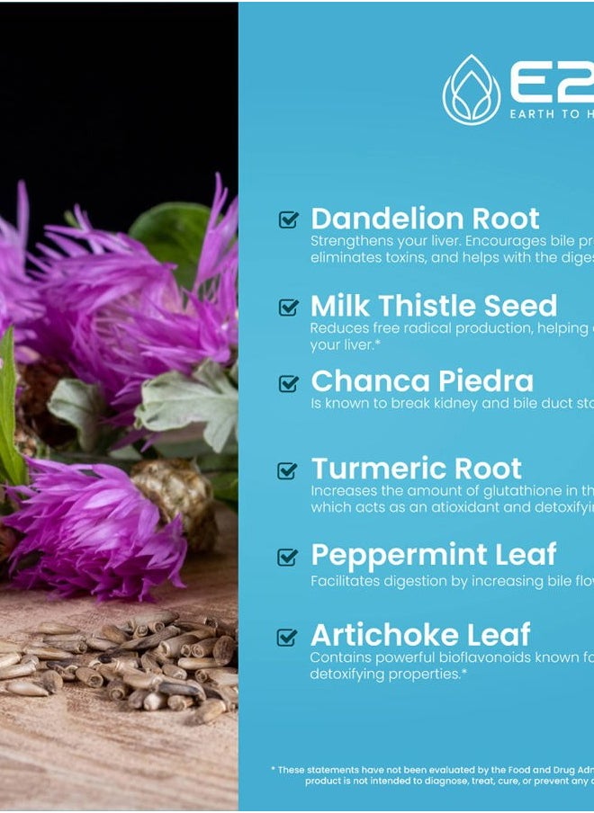 Milk Thistle Extract for Liver Cleanse Detox & Repair - Herbal Liver Support Supplement with Artichoke Extract, Dandelion Root, Chanca Piedra, and More - 2 Fl Oz by E2H