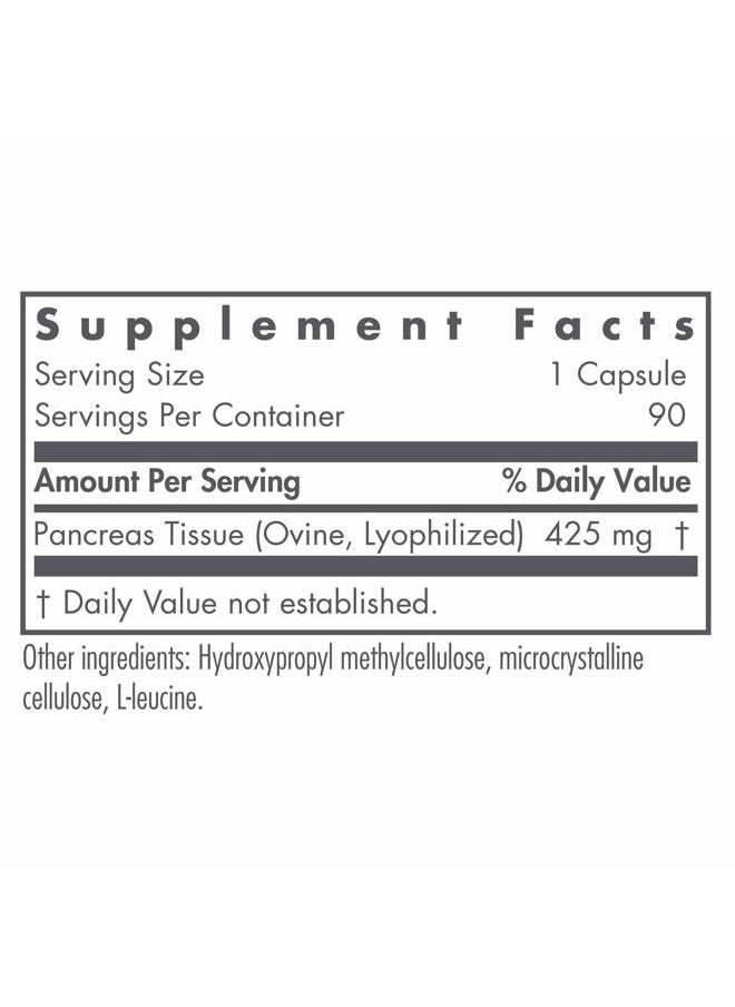 Pancreas Lamb Supplement - Pancreas Natural Glandular, Pancreatic Enzymes, Digestive Enzymes for Pancreas, Amylase, Protease, Lipase, Hypoallergenic 425mg - 60 Count