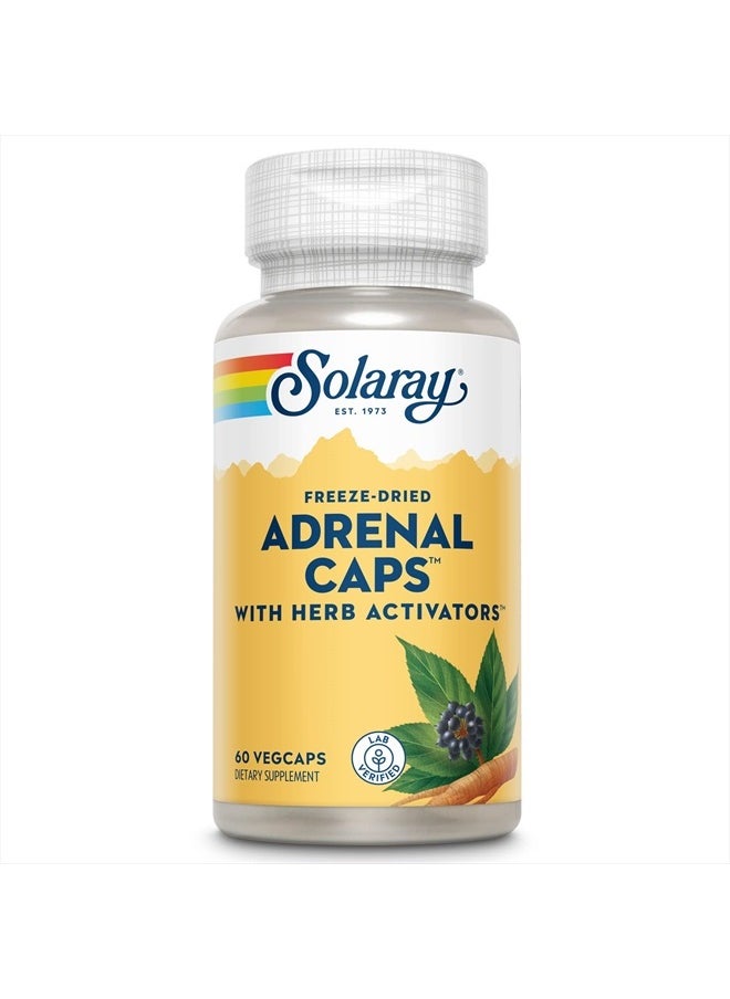 Adrenal Caps, Freeze-Dried - Wellness Support Adrenal Cocktail with Herb Activators Eleuthero, Gotu Kola, Licorice and Clove - Lab Verified, 60-Day Guarantee - 30 Servings, 60 VegCaps