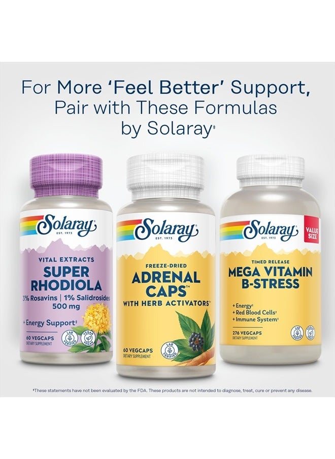 Adrenal Caps, Freeze-Dried - Wellness Support Adrenal Cocktail with Herb Activators Eleuthero, Gotu Kola, Licorice and Clove - Lab Verified, 60-Day Guarantee - 30 Servings, 60 VegCaps
