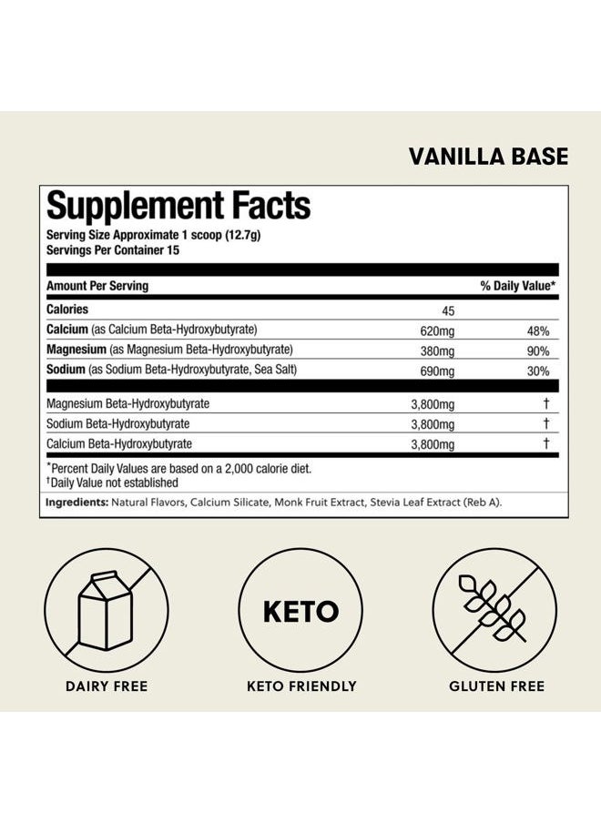 Exogenous Ketones Powder, BHB Salts Supplement for Ketosis & Fasting, Plus Electrolytes for Hydration, Caffeine Free Energy, Keto Diet, Focus & Workout Support, Vanilla, 6.7 oz
