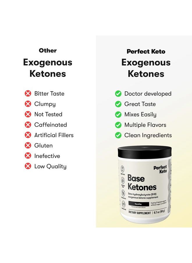 Exogenous Ketones Powder, BHB Salts Supplement for Ketosis & Fasting, Plus Electrolytes for Hydration, Caffeine Free Energy, Keto Diet, Focus & Workout Support, Vanilla, 6.7 oz