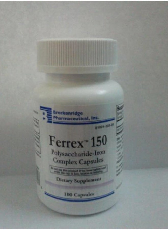 Breckenridge Ferrex 150 Polysaccharide Iron Complex Caps 100ct *Non Blister* by 
