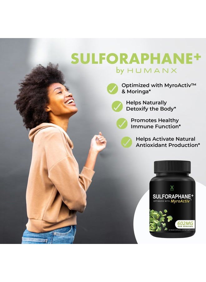 Sulforaphane+ 602mg - USA Third Party Tested - Sulforaphane with Broccoli Seed Extract & Moringa - Supports Antioxidant Production, Detoxification, & Cellular Health - Broccoli Supplement