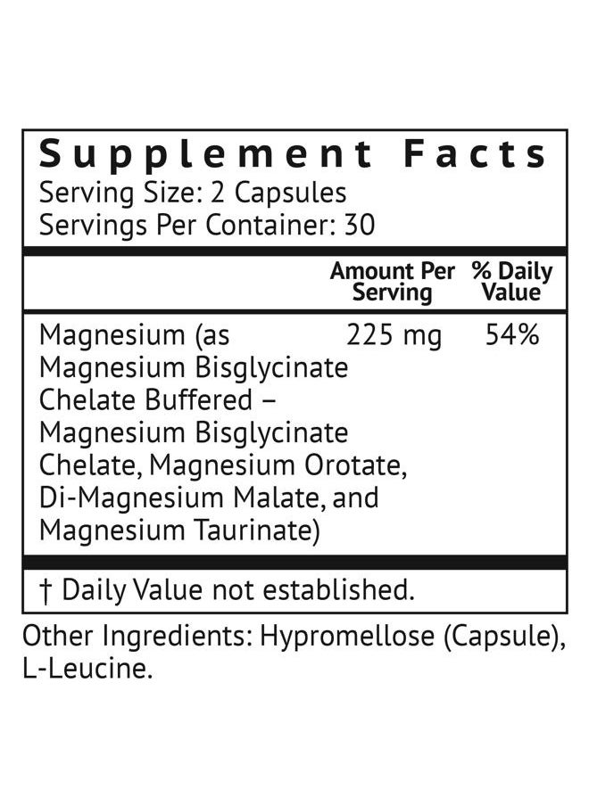 Quad Magnesium Blend by Vitamonk - with Magnesium Orotate, Glycinate Chelate, Magnesium Taurate and Di- Magnesium Malate - High Absorption Magnesium Complex for Sleep, Heart, and Mood