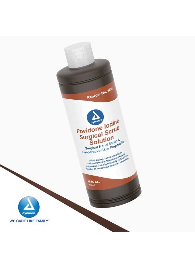 Povidone-Iodine Scrub Solution, Antiseptic Solution for Skin and Mucosa, Ideal for Surgical Site Preparation, Contains Povidone Iodine 7.5%, 16 fl. oz., 1 Bottle