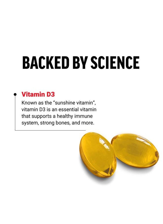 FORCE FACTOR Vitamin D3 5000 IU Softgels, High-Potency Vitamin D Supplement to Support Immunity and Bone Health, Premium Quality, No Preservatives, 120 Softgels