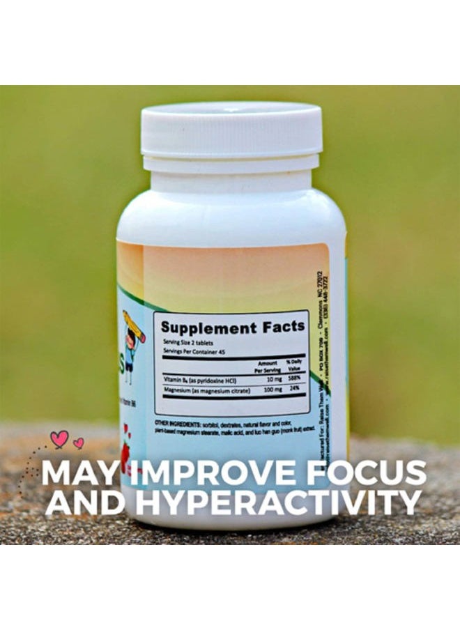 Magnesium Focus Supplement for Kids | Natural Strawberry Flavored | 90 Chewable Tablets