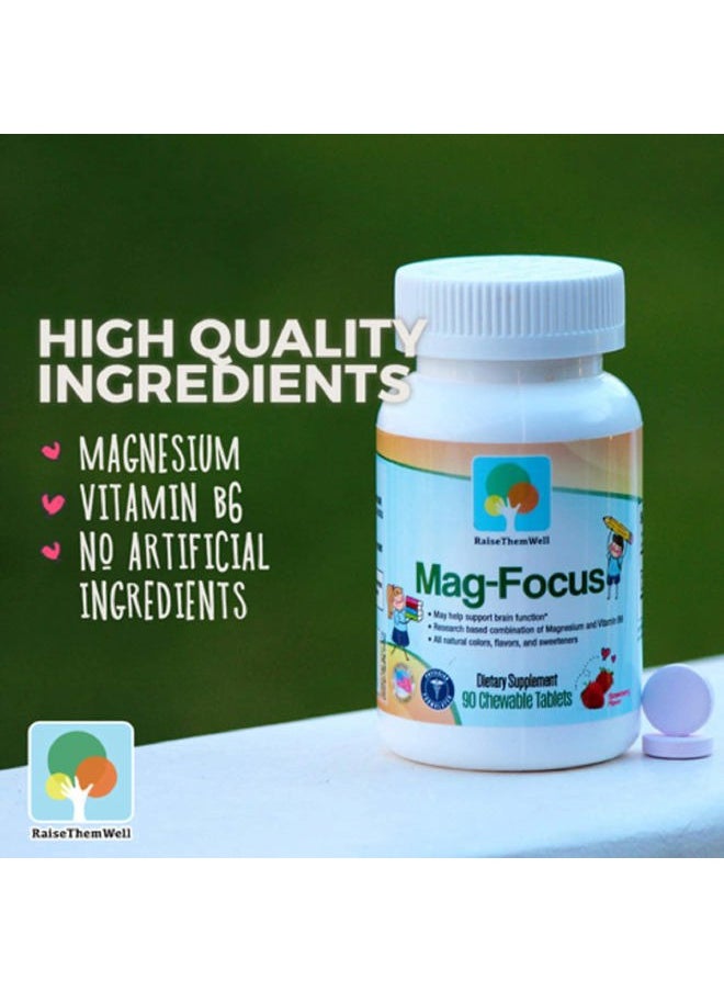 Magnesium Focus Supplement for Kids | Natural Strawberry Flavored | 90 Chewable Tablets
