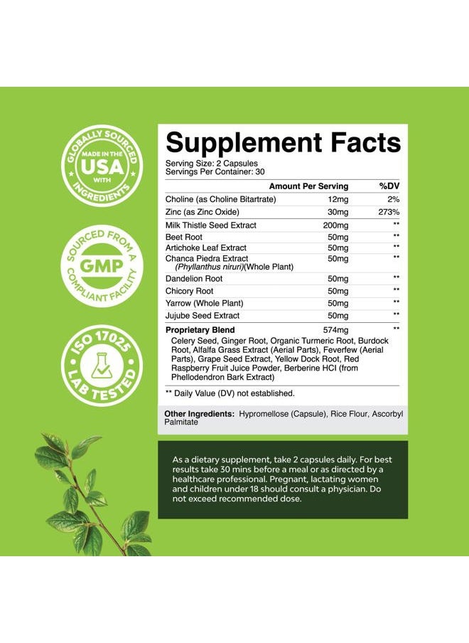 Liver Support Milk Thistle Supplement for Liver Cleanse Detox & Repair - Advanced Milk Thistle and Dandelion Root Supplement with Choline, Beetroot & Artichoke Extract - 60 Pills