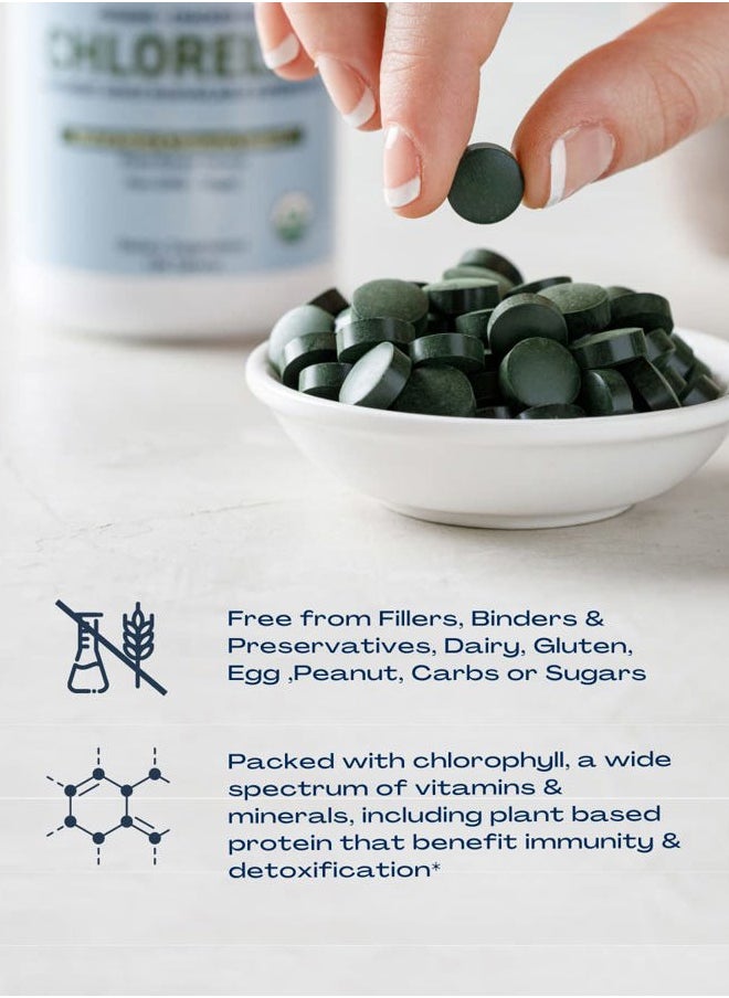 Organic Chlorella Tablets - Organic, Non-GMO, No Additives or Fillers - 500mg Premium Quality Dietary Supplement with Vitamins, Minerals, & Antioxidants (120 Tablets)