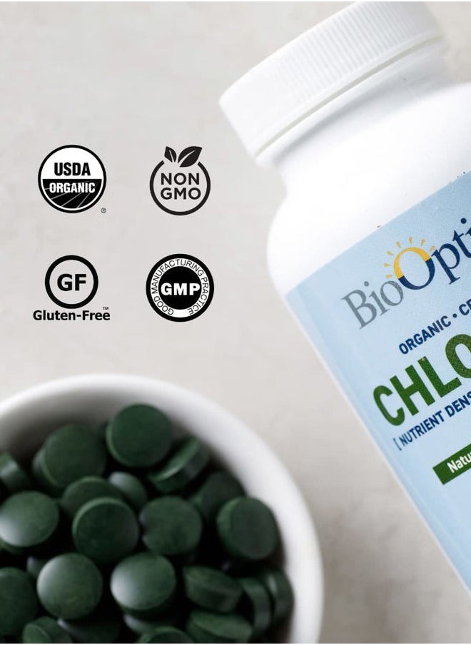 Organic Chlorella Tablets - Organic, Non-GMO, No Additives or Fillers - 500mg Premium Quality Dietary Supplement with Vitamins, Minerals, & Antioxidants (120 Tablets)