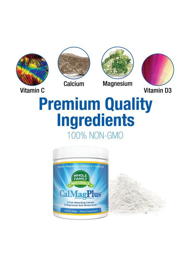 Calcium Magnesium Powder Supplement - CalMag Plus with Vitamin C & D3 - Gluten Free, Non GMO - Natural Calm Cal Mag Drink - Cal-Mag for Muscles - Calm Sleep Magnesium Drink Powder - Calcium Supplement