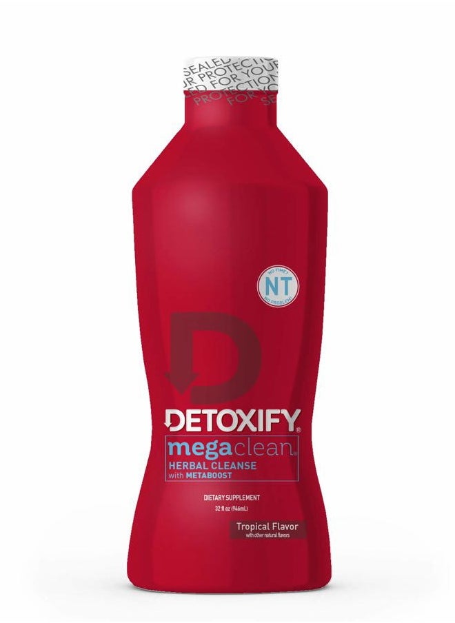 – Mega Clean NT Herbal Cleanse – Tropical – 32 oz – Professionally Formulated Herbal Detox Drink – Enhanced with MetaBoost Eliminating Need for PreCleanse – Plus Sticker