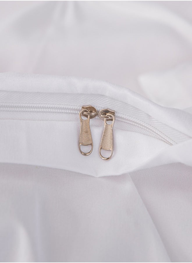 طقم سرير أبيض لؤلؤي سادة مقاس كينغ 6 قطع