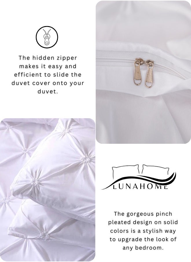 طقم سرير أبيض لؤلؤي سادة مقاس كينغ 6 قطع