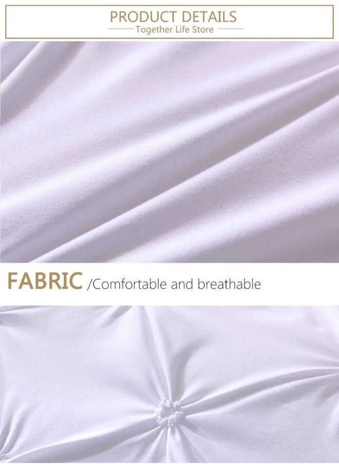 طقم سرير أبيض لؤلؤي سادة مقاس كينغ 6 قطع