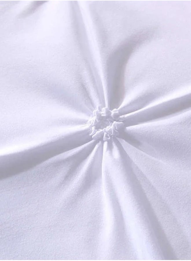 طقم سرير أبيض لؤلؤي سادة مقاس كينغ 6 قطع