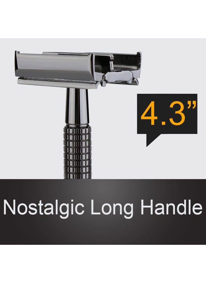 Safety Razor Double Edge Nostalgic Long Handle Butterfly Open Razor