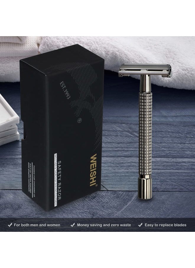 Safety Razor Double Edge Nostalgic Long Handle Butterfly Open Razor