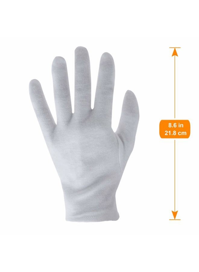 12 Pairs White Cotton Gloves for Serving Inspection Costume - Cloth Gloves for Dry Hands Eczema SPA Moisturizing