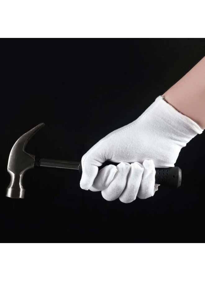 12 Pairs White Cotton Gloves for Serving Inspection Costume - Cloth Gloves for Dry Hands Eczema SPA Moisturizing