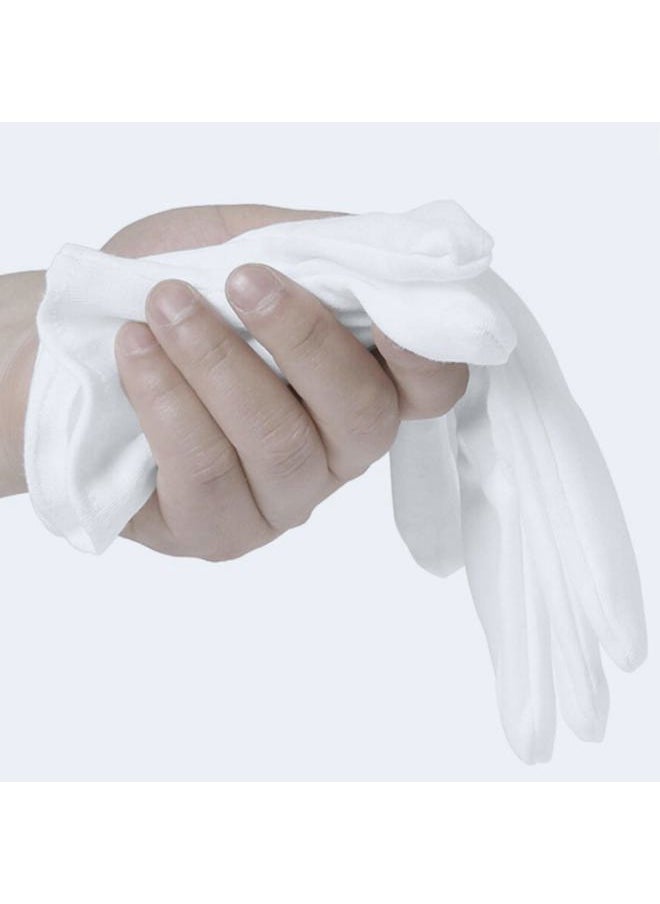 12 Pairs White Cotton Gloves for Serving Inspection Costume - Cloth Gloves for Dry Hands Eczema SPA Moisturizing