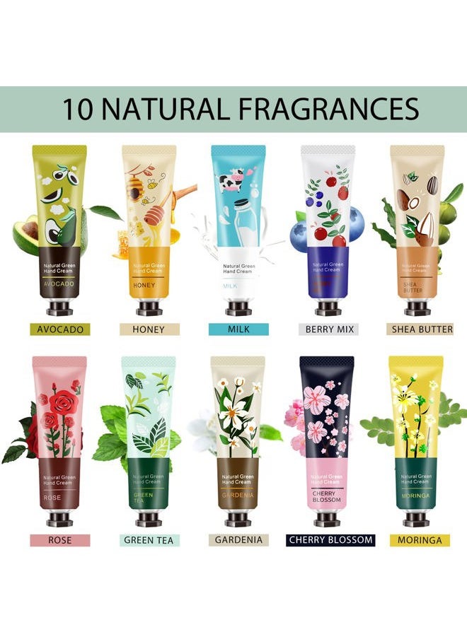 10 Pack Hand Cream Kit, Plant Fragrance Moisturizing Hand Care Cream, Hydrating Formula Hand Lotion for Dry Crack Skin, Protable Travel Size, Best Gift Kit for Birthday Christmas