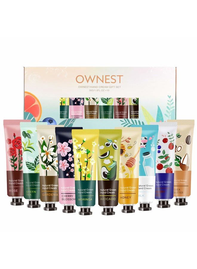 10 Pack Hand Cream Kit, Plant Fragrance Moisturizing Hand Care Cream, Hydrating Formula Hand Lotion for Dry Crack Skin, Protable Travel Size, Best Gift Kit for Birthday Christmas