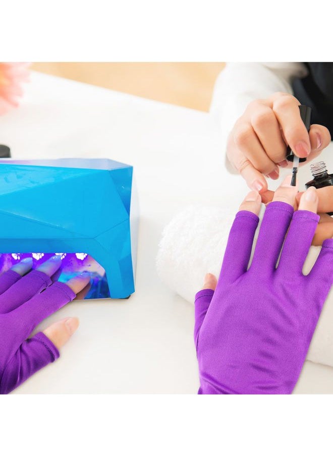 3 Pair UV Light Glove for Gel Nail Lamp Manicure Glove Anti UV Fingerless Mitten Protect Hands from Nail Lamp Manicure(Black, Purple, White)