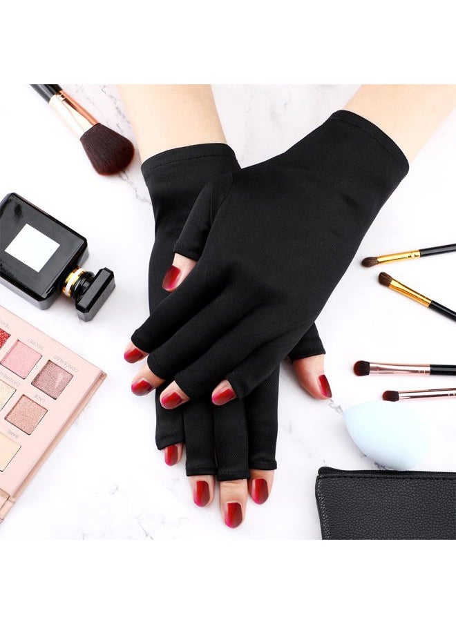 3 Pair UV Light Glove for Gel Nail Lamp Manicure Glove Anti UV Fingerless Mitten Protect Hands from Nail Lamp Manicure(Black, Purple, White)