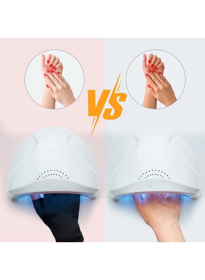 3 Pair UV Light Glove for Gel Nail Lamp Manicure Glove Anti UV Fingerless Mitten Protect Hands from Nail Lamp Manicure(Black, Purple, White)