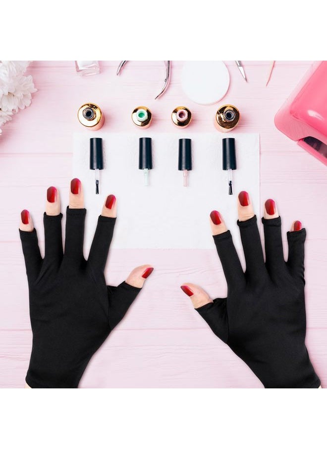 3 Pair UV Light Glove for Gel Nail Lamp Manicure Glove Anti UV Fingerless Mitten Protect Hands from Nail Lamp Manicure(Black, Purple, White)