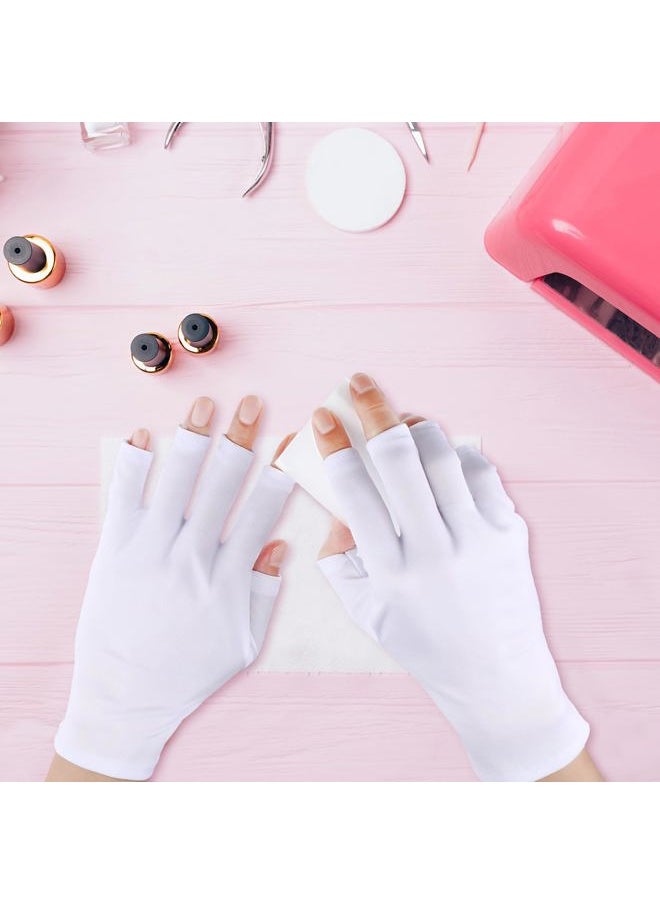 3 Pair UV Light Glove for Gel Nail Lamp Manicure Glove Anti UV Fingerless Mitten Protect Hands from Nail Lamp Manicure(Black, Purple, White)