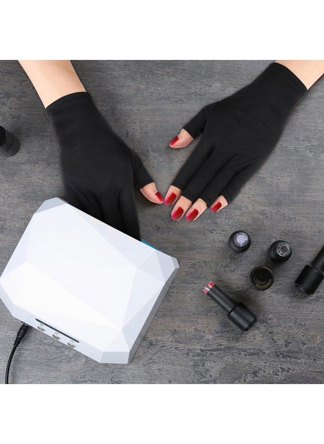 3 Pair UV Light Glove for Gel Nail Lamp Manicure Glove Anti UV Fingerless Mitten Protect Hands from Nail Lamp Manicure(Black, Purple, White)