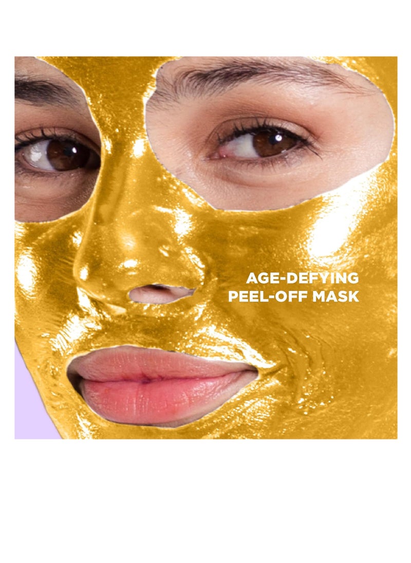 24K Gold Peel-Off Mask (30 Masks) – Anti-Aging Face Mask with Green Tea, Pomegranate & Fruit Acids – Exfoliates, Reduces Fine Lines & Wrinkles, Brightens, Restores & Protects Skin