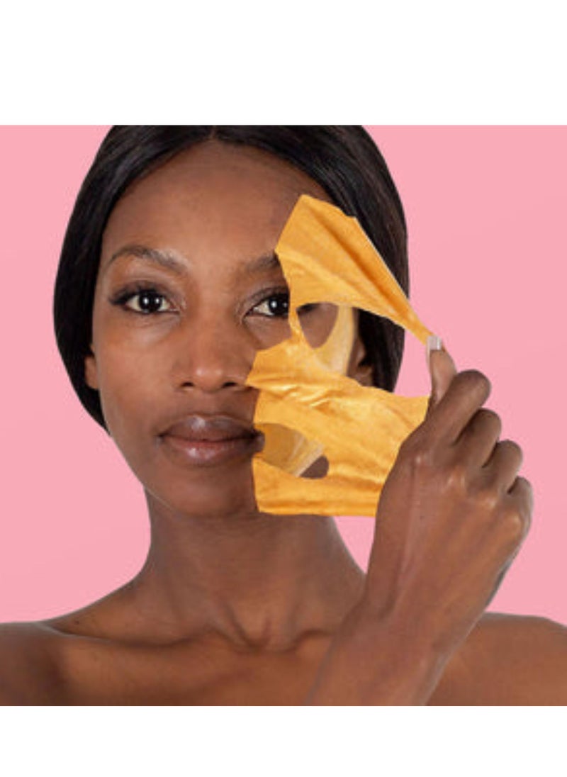 24K Gold Peel-Off Mask (30 Masks) – Anti-Aging Face Mask with Green Tea, Pomegranate & Fruit Acids – Exfoliates, Reduces Fine Lines & Wrinkles, Brightens, Restores & Protects Skin